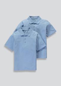 Matalan  2 ./ Kids 2 Pack Light Blue School Polo Shirts (3-16yrs)
