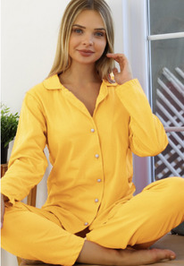 birissine Dme Detayl Pijama Takm Hardal