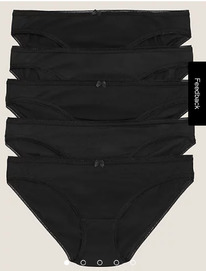 marksandspencer 5pk Cotton Lycra Bikini Knickers Black