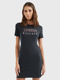 TH REFLECTIVE LOGO BODYCON DRESS Black