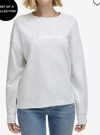 Macys Womens West Village Foiled Logo-Print Sweatshirt  OPTIC HEATHER