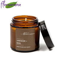 Hand poured soy candle LAVENDER + BASIL, 90 ��.