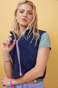 womensecret HI&BYE Short blue faux shearling gilet