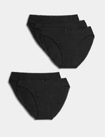 marksandspencer 5pk Cotton Rich Lycra High Leg Knickers Black