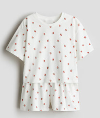 HM COTTON PYJAMAS White/Strawberries
