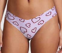 Victoriassecret NO-SHOW THONG PANTY Pastel Lilac Love Bug V-Day Print (69CO)
