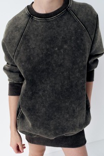 zara VESTIDO SUDADERA FELPA  Gris oscuro