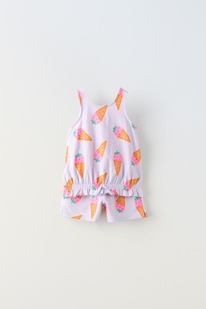 zara CONJUNTO ESTAMPADO CAMISETA SISA Y BERMUDA ROSA FLOR