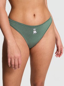 Victoriassecret Cotton High-Leg Thong Panty Fresh Forest w Dog Graphic (61GC)
