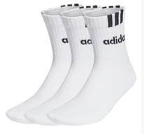 Sportsdirect Linear 3 Stripe Cushioned Half Crew Sock White/Black 
