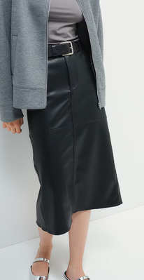  Coated midi skirt Black