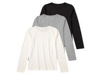 lidl Kinder Mdchen Langarmshirts, 3 Stck, wei/schwarz/grau