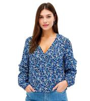 outlet46 Damen Bluse modische Sommer-Bluse mit Blumen-Print Volant-Shirt 913799 
