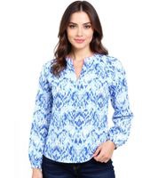 outlet46 ZWILLINGSHERZ Damen Sommer-Bluse mit Ethno-Muster Baumwoll Langarmshirt
