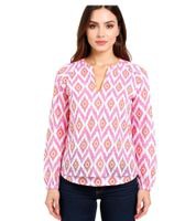 outlet46 ZWILLINGSHERZ Damen Sommer-Bluse mit auffälligen-Muster Baumwoll L