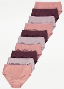 ASDA Purple Ribbed Briefs 10 Pack
