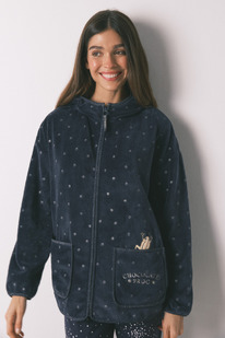 womensecret Kurzer Fleece-Morgenmantel in Lurex-Blau Harry Potter